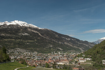 Fototapeta na wymiar View over the city of Chur in Switzerland 8.5.2021