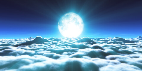 above clouds full moon illustration