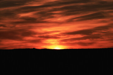 Fototapeta na wymiar Dark sunset in Castilla, Castilla y Leon, Spain, copyspace horizontal