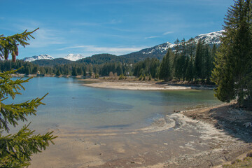 Beautiful Heidsee in Lenzerheide in Switzerland 8.5.2021