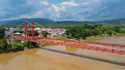 Rio Cauca with Red Bridge in Virginia Colombia