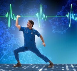 Man doctor in cardiology telemedicine concept
