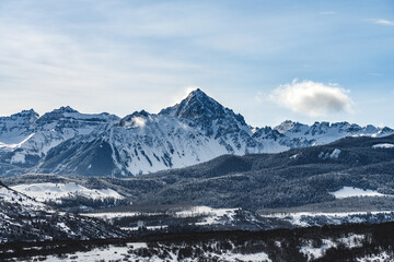 Beautiful snow covered mountains of Telluride, Colorado.  