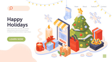 Online christmas shopping concept