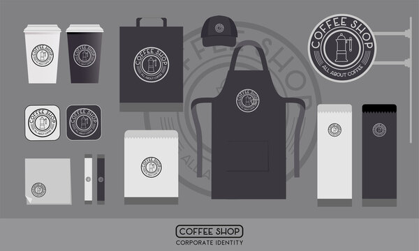Coffee shop corporate identity template set. Vector illustration.