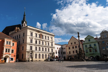 Fototapeta premium A beautiful view of the neo-Gothic castle Hluboká nad Vltavou on a sunny day.