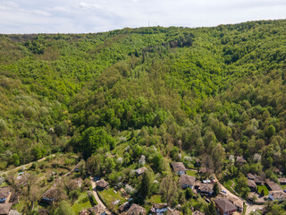 Aerial Spring view of village of Bozhentsi, Bulgaria