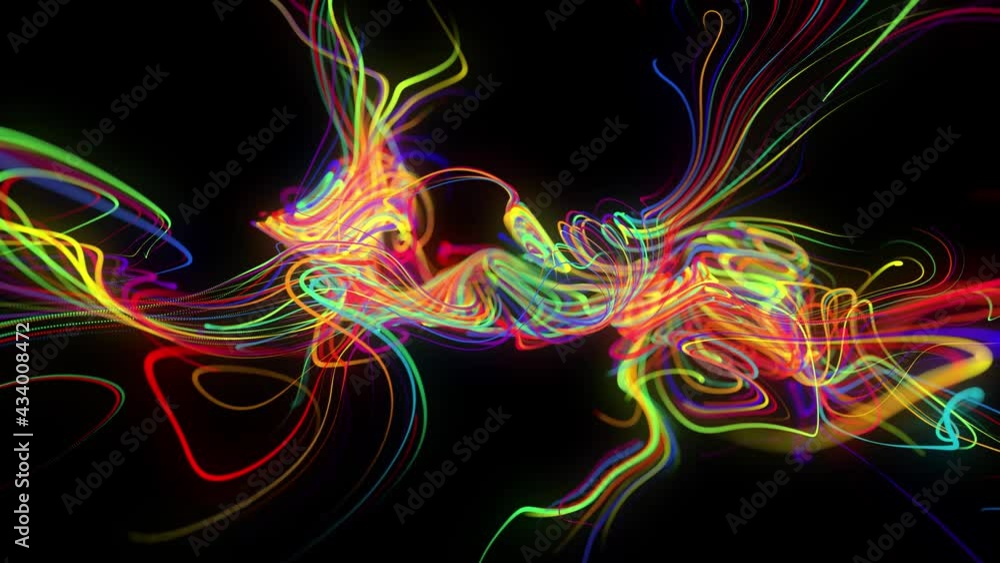 Poster abstract background flow of glow lines or light streaks. running lights particles form in 3d space g