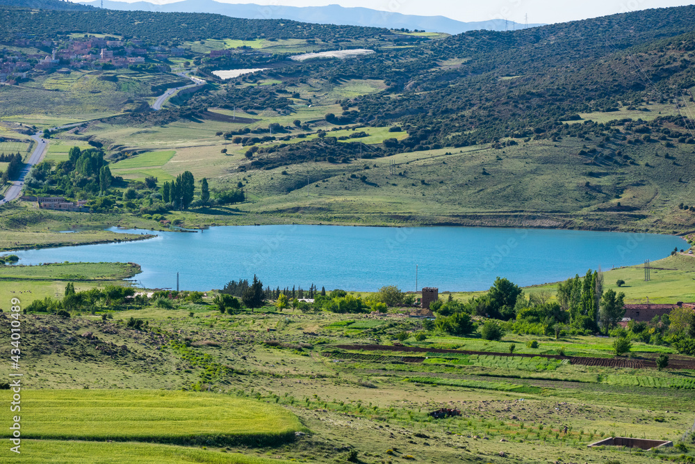 Wall mural scenic view of a lake in oued taga in the aures region, batna, algeria