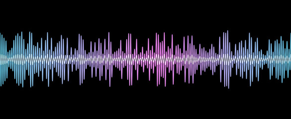 Seamless vector audio wave equalizer pattern. Colored music frequency background.