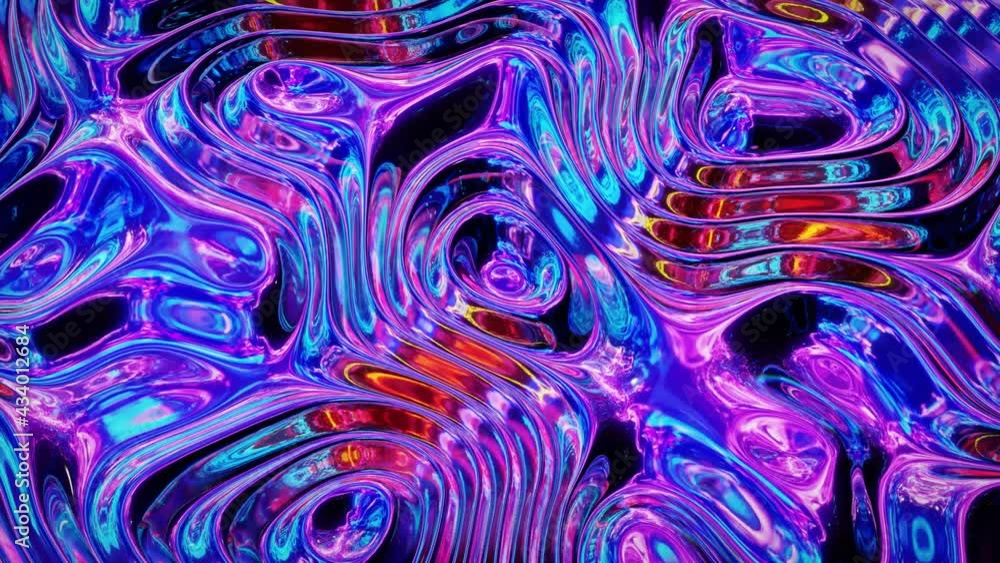 Poster looped abstract iridescent fluid background. beautiful wavy glass surface of liquid with pattern, gr