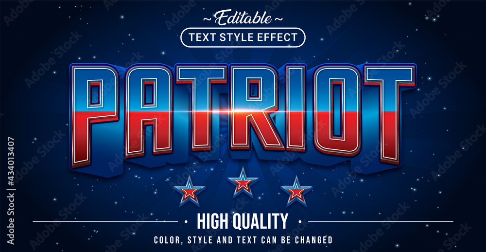 Poster editable text style effect - patriot text style theme.