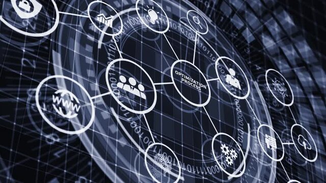 Optimization Software Technology Process System Business concept. Business, Technology, Internet and network concept.