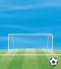 Fototapeta premium サッカーボールとゴールのイメージイラスト（ベクター画像）
