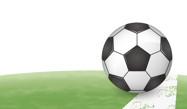 フィールド内に置かれているサッカーボールのイメージイラスト（ベクター画像）