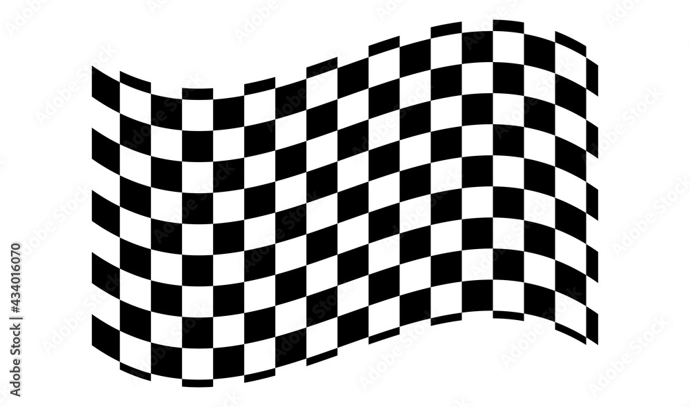 Poster checkered, chequered waving, wavy racing flag with different desinty squares. squares pattern flag. 