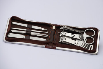 Set of manicure and pedicure tools and accessories