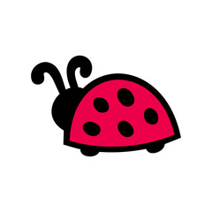 Ladybird, ladybug is on white background. Flat style design. Vector illustration.