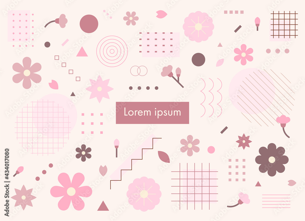 Poster this page consists of cute flower icons and various patterns. simple pattern design template.