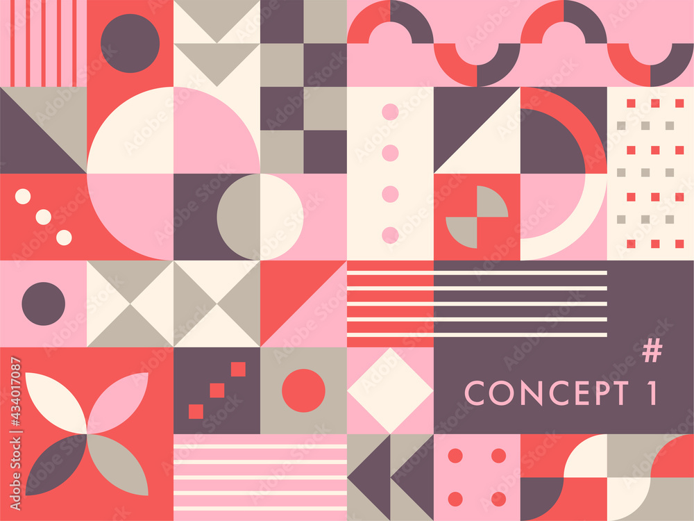 Leinwandbilder the circle and square pieces are combined to create a retro pattern. simple pattern design template.