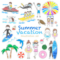 夏のレジャーのイラストセット © R-DESIGN