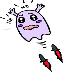 Cute Cartoon Sketch.Ghost with transparent background 