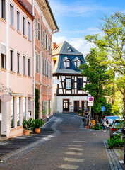 Cityscape with buildings and narrow Streets of the idyllic village Oppenheim at Rhine, Germany