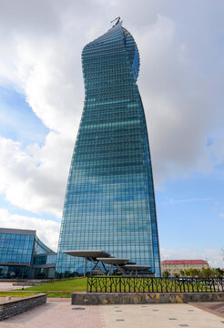 SOCAR Tower, the highest building in Baku, Azerbaijan, owned by the State Oil Company of Azerbaijan Republic. Modern skyscraper.