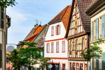 Cityscape with half timbered houses in the idyllic village Oppenheim at Rhine, Germany