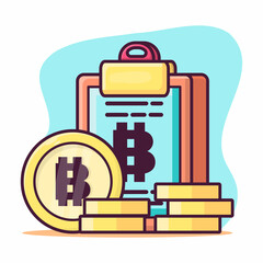 coin with to do list board for bitcoin concept symbol vector illustration in flat style