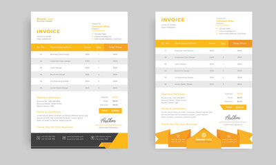 Modern and Professional corporate yellow business invoice template