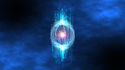 Technology particle with sky background