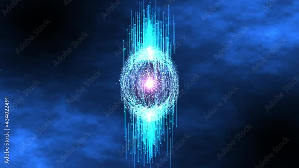 Wall mural technology particle with sky background
