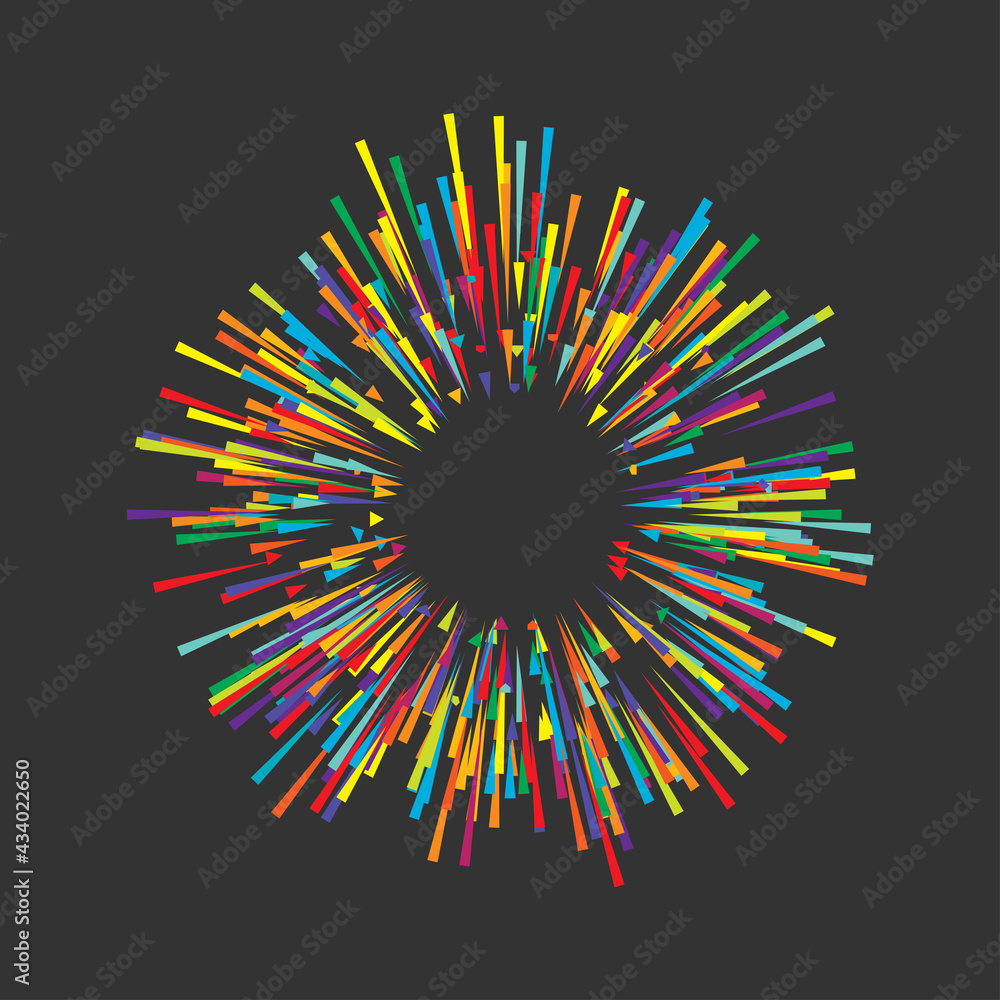 Poster Radial, radiating lines beams, rays. Random lines diverging