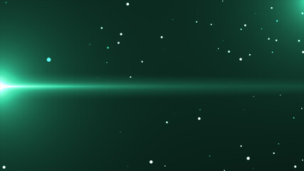 Flowing green particles space background