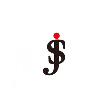 letter sj simple flat linked font logo vector