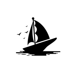 Asian Traditional Sailboat symbol design logo