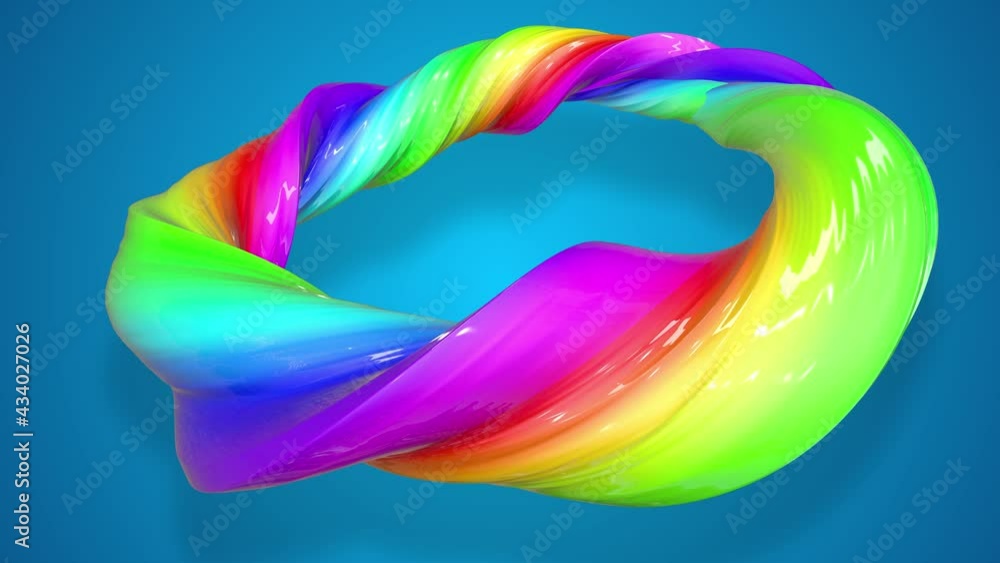 Poster abstract colorful creative background with stream of mixed oil paints that form ribbon of rainbow co