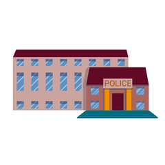 The police building is isolated on a white background. Vector icon in the style of a flat cartoon for infographics