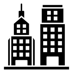 A glyph design, icon of office building