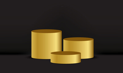 gold podium on black background