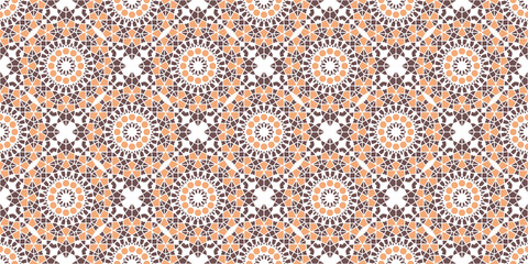 Seamless texture with beige arabic ornament. Vector border pattern