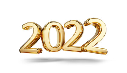 2022 bold letters golden symbol 3d-illustration