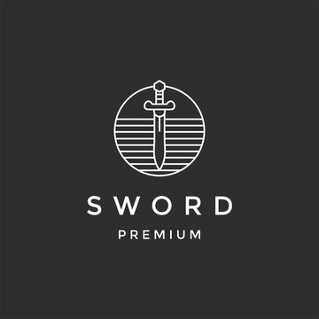Sword logo on black background