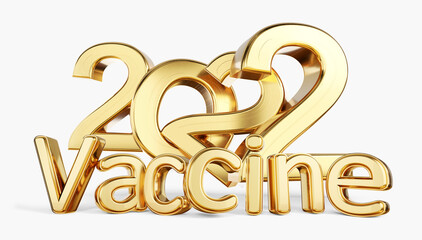 2022 vaccine golden symbolic metallic 3d-illustration