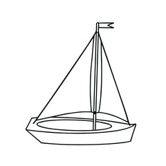 Toy small boat.  Outline illustration on a white background. 
