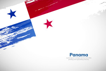Obraz na płótnie Canvas Brush painted grunge flag of Panama country. Hand drawn flag style of Panama. Creative brush stroke concept background