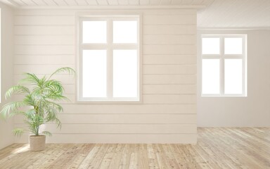 Fototapeta premium White empty room. Scandinavian interior design. 3D illustration
