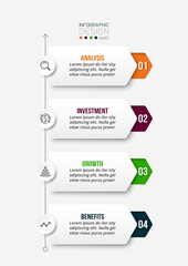 4 step process work flow infographic template.