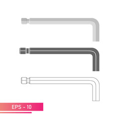 Set, Hex key for the specialist. Linear, solid and realistic design. On a white background. Flat vector illustration.